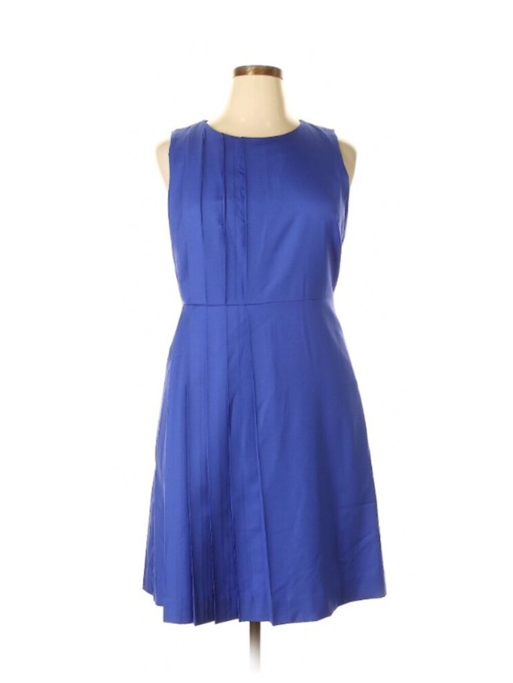 Blue J Crew wool midi sleeveless dress with pleating detail
